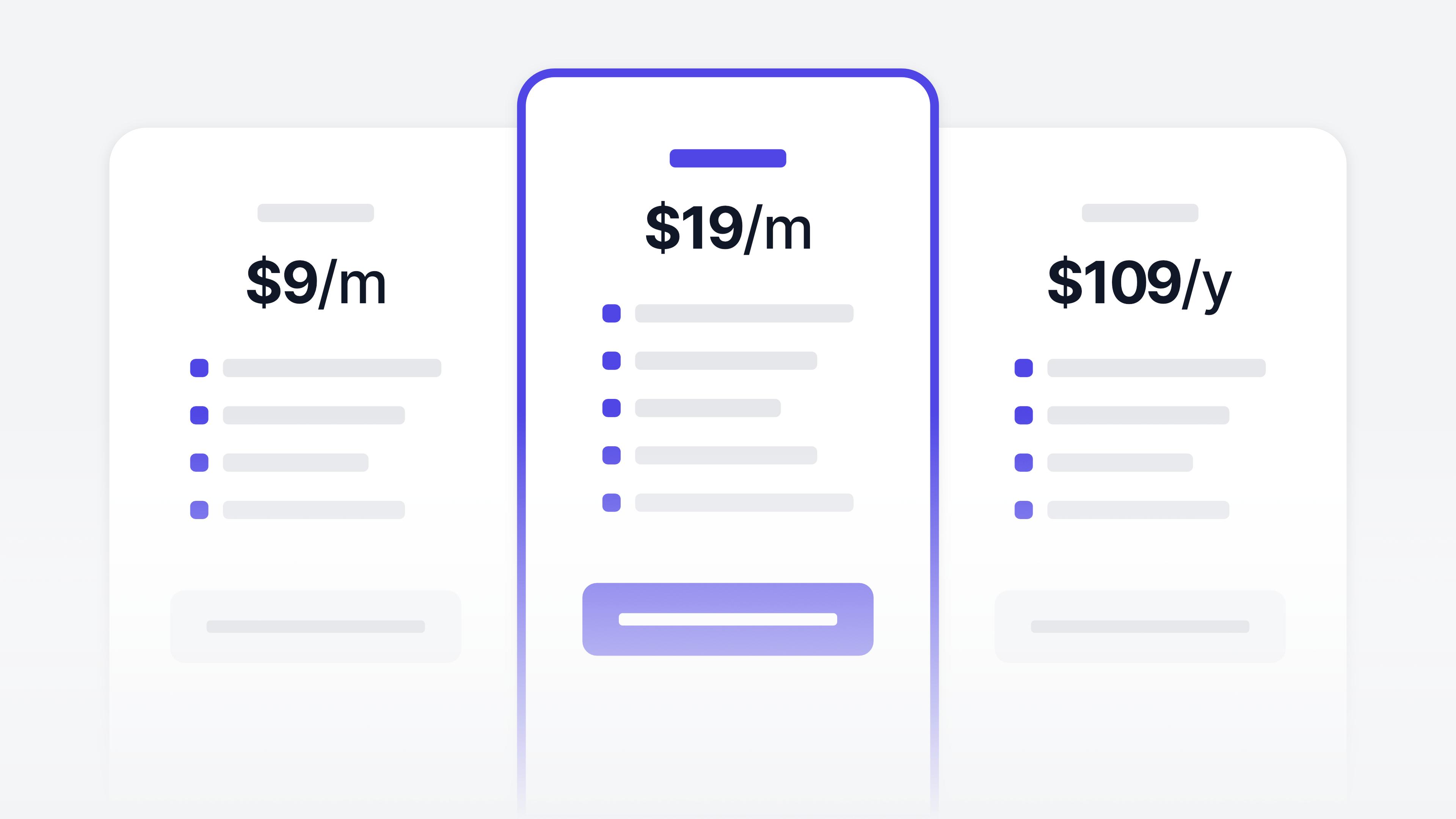 Pricing sections