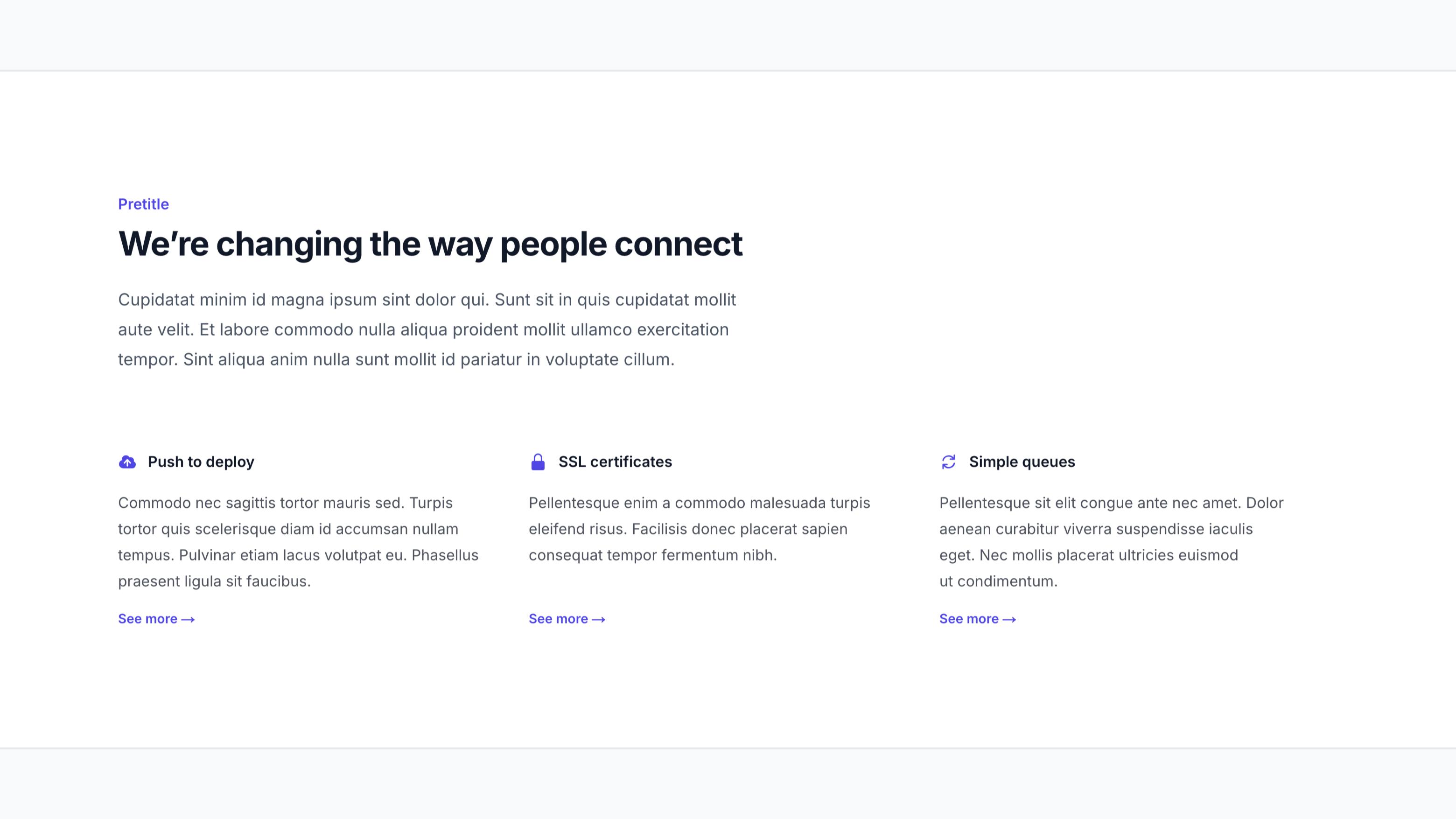 Simple + items with icons and links